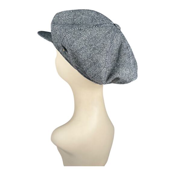 Mucros Weavers Ireland Gray Herringbone Newsboy Cap Hat One Size Wool Blend - Picture 8 of 16